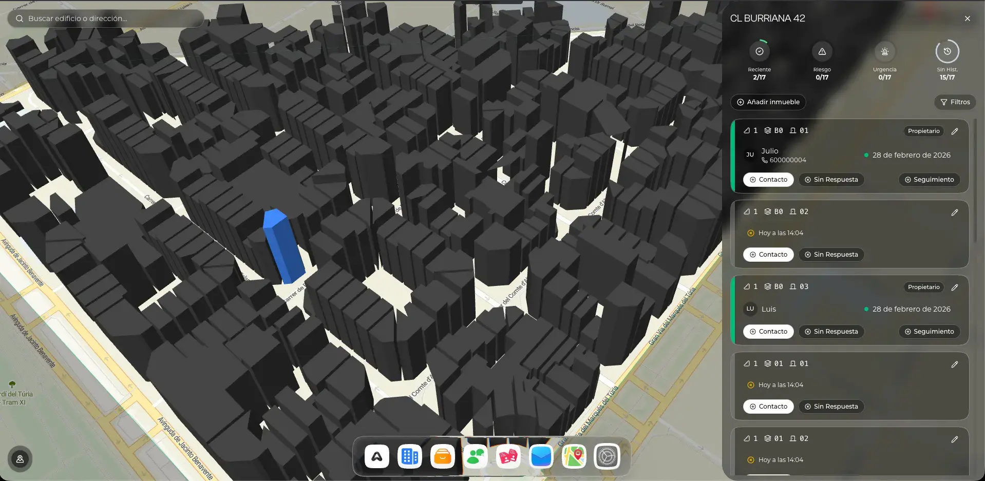App de captación inmobiliaria con mapa de zona