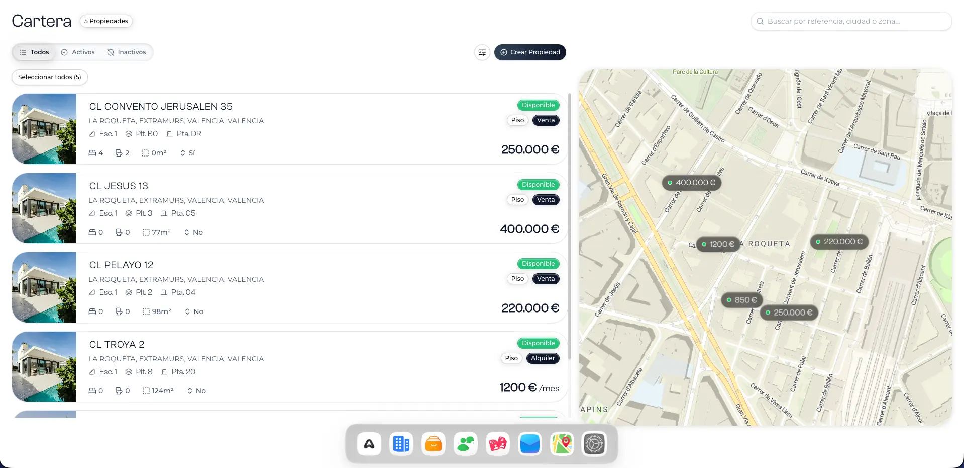 Gestión de cartera de propiedades inmobiliarias